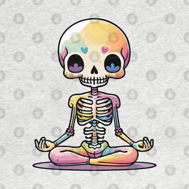 Cute Skeleton Yoga - Bony Bliss: The Adorable World of Skeleton Yoga. by teasignz